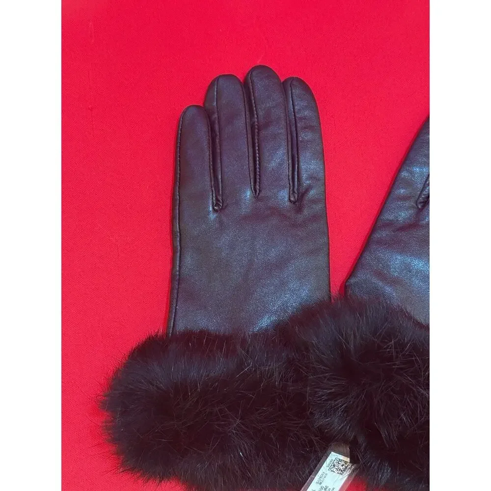 Sz 8.5 Women’s Genuine Sheepskin Gloves Michael Kors Genuine Rabbit Cuffs India